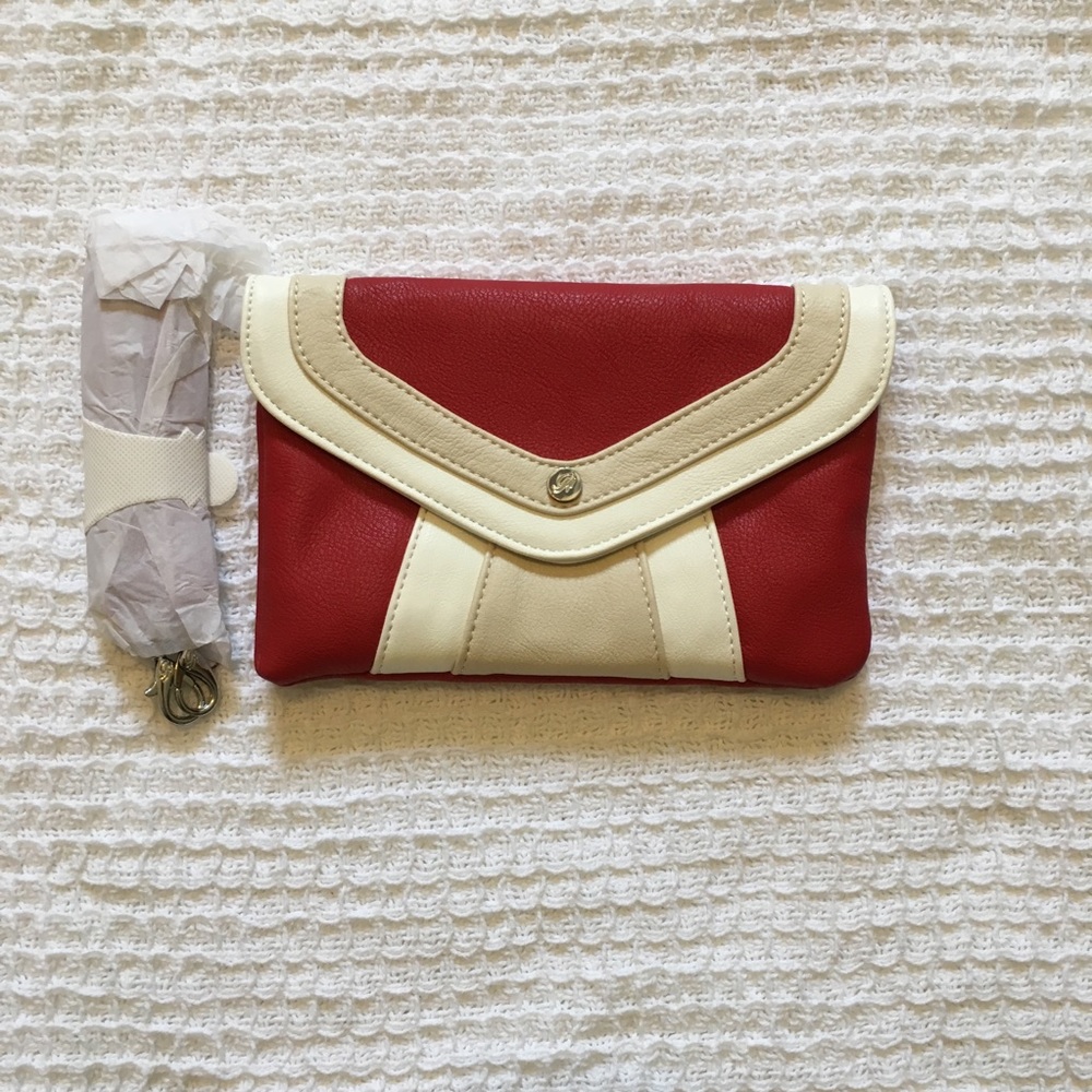 New Grace Adele Red/cream/ “Shay” Clutch